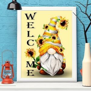 Diamond Painting Kit,  Welcome Gnome, measures 30 x 40 cm